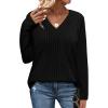 imageWIHOLL Long Sleeve Shirts for Women V Neck Tops Tunic Fall Winter Sweaters 2025 Clothes1black
