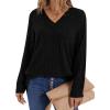 imageWIHOLL Long Sleeve Shirts for Women V Neck Tops Tunic Fall Winter Sweaters 2025 Clothes1black