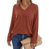 imageWIHOLL Long Sleeve Shirts for Women V Neck Tops Tunic Fall Winter Sweaters 2025 Clothes1caramel