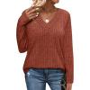 imageWIHOLL Long Sleeve Shirts for Women V Neck Tops Tunic Fall Winter Sweaters 2025 Clothes1caramel