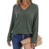 imageWIHOLL Long Sleeve Shirts for Women V Neck Tops Tunic Fall Winter Sweaters 2025 Clothes1deepgreen