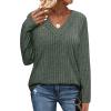 imageWIHOLL Long Sleeve Shirts for Women V Neck Tops Tunic Fall Winter Sweaters 2025 Clothes1deepgreen