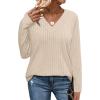 imageWIHOLL Long Sleeve Shirts for Women V Neck Tops Tunic Fall Winter Sweaters 2025 ClothesApricot