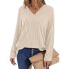 imageWIHOLL Long Sleeve Shirts for Women V Neck Tops Tunic Fall Winter Sweaters 2025 ClothesApricot