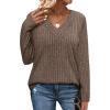 imageWIHOLL Long Sleeve Shirts for Women V Neck Tops Tunic Fall Winter Sweaters 2025 ClothesCoffee