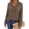 imageWIHOLL Long Sleeve Shirts for Women V Neck Tops Tunic Fall Winter Sweaters 2025 ClothesCoffee