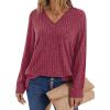 imageWIHOLL Long Sleeve Shirts for Women V Neck Tops Tunic Fall Winter Sweaters 2025 ClothesWinered