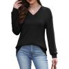 imageWIHOLL Long Sleeve Shirts for Women V Neck Tops Tunic Fall Winter Sweatshirts 2025 Clothes1black