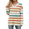 imageWIHOLL Long Sleeve Shirts for Women V Neck Tops Tunic Fall Winter Sweatshirts 2025 Clothes1stripes Orange