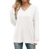 imageWIHOLL Long Sleeve Shirts for Women V Neck Tops Tunic Fall Winter Sweatshirts 2025 Clothes1white