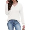 imageWIHOLL Long Sleeve Shirts for Women V Neck Tops Tunic Fall Winter Sweatshirts 2025 Clothes1white