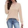 imageWIHOLL Long Sleeve Shirts for Women V Neck Tops Tunic Fall Winter Sweatshirts 2025 ClothesApricot