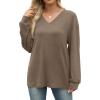 imageWIHOLL Long Sleeve Shirts for Women V Neck Tops Tunic Fall Winter Sweatshirts 2025 ClothesCoffee