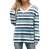 imageWIHOLL Long Sleeve Shirts for Women V Neck Tops Tunic Fall Winter Sweatshirts 2025 ClothesStripes Blue