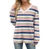 imageWIHOLL Long Sleeve Shirts for Women V Neck Tops Tunic Fall Winter Sweatshirts 2025 ClothesStripes Pink