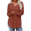 imageWIHOLL Long Sleeve Shirts for Women V Neck Tops Tunic Fall Winter Sweaters 2025 Clothes1caramel