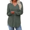 imageWIHOLL Long Sleeve Shirts for Women V Neck Tops Tunic Fall Winter Sweaters 2025 Clothes1deepgreen