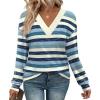 imageWIHOLL Long Sleeve Shirts for Women V Neck Tops Tunic Fall Winter Sweatshirts 2025 ClothesStripes Blue