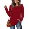imageWIHOLL Long Sleeve Shirts for Women Crewneck Tops Tunic Fall Winter Sweatshirts 2025 Clothes1red