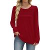 imageWIHOLL Long Sleeve Shirts for Women Crewneck Tops Tunic Fall Winter Sweatshirts 2025 Clothes1red