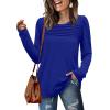 imageWIHOLL Long Sleeve Shirts for Women Crewneck Tops Tunic Fall Winter Sweatshirts 2025 ClothesBlue
