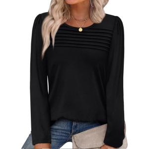 imageWIHOLL Long Sleeve Shirts for Women Crewneck Tops Tunic Fall Winter Sweatshirts 2025 Clothes1black