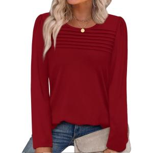 imageWIHOLL Long Sleeve Shirts for Women Crewneck Tops Tunic Fall Winter Sweatshirts 2025 Clothes1red