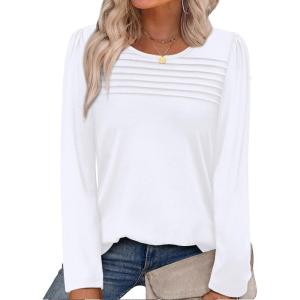 imageWIHOLL Long Sleeve Shirts for Women Crewneck Tops Tunic Fall Winter Sweatshirts 2025 Clothes1white