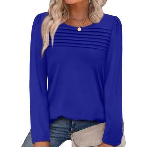 imageWIHOLL Long Sleeve Shirts for Women Crewneck Tops Tunic Fall Winter Sweatshirts 2025 ClothesBlue