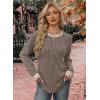 imageWIHOLL Long Sleeve Shirts for Women Lightweight Sweaters Fall Outfits 2025 Color Block Winter Clothing Dressy Casual Soft01khaki