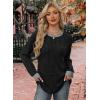 imageWIHOLL Long Sleeve Shirts for Women Lightweight Sweaters Fall Outfits 2025 Color Block Winter Clothing Dressy Casual Soft02black