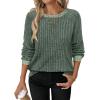 imageWIHOLL Long Sleeve Shirts for Women Lightweight Sweaters Fall Outfits 2025 Color Block Winter Clothing Dressy Casual Soft02green