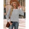 imageWIHOLL Long Sleeve Shirts for Women Lightweight Sweaters Fall Outfits 2025 Color Block Winter Clothing Dressy Casual Soft03grey
