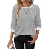 imageWIHOLL Long Sleeve Shirts for Women Lightweight Sweaters Fall Outfits 2025 Color Block Winter Clothing Dressy Casual Soft03grey