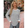 imageWIHOLL Long Sleeve Shirts for Women Lightweight Sweaters Fall Outfits 2025 Color Block Winter Clothing Dressy Casual Soft03grey