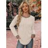 imageWIHOLL Long Sleeve Shirts for Women Lightweight Sweaters Fall Outfits 2025 Color Block Winter Clothing Dressy Casual Soft04apricot