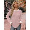 imageWIHOLL Long Sleeve Shirts for Women Lightweight Sweaters Fall Outfits 2025 Color Block Winter Clothing Dressy Casual Soft04pink