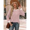 imageWIHOLL Long Sleeve Shirts for Women Lightweight Sweaters Fall Outfits 2025 Color Block Winter Clothing Dressy Casual Soft04pink