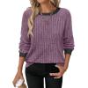 imageWIHOLL Long Sleeve Shirts for Women Lightweight Sweaters Fall Outfits 2025 Color Block Winter Clothing Dressy Casual Soft04purple