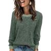 imageWIHOLL Long Sleeve Shirts for Women Lightweight Sweaters Fall Outfits 2025 Color Block Winter Clothing Dressy Casual Soft02green