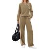 imageWIHOLL 2 Piece Lounge Sets for Women Long Sleeve Tops Wide Leg Sweatpants Sweatsuits with PocketsAricot