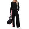 imageWIHOLL 2 Piece Lounge Sets for Women Long Sleeve Tops Wide Leg Sweatpants Sweatsuits with PocketsBlack