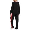 imageWIHOLL 2 Piece Lounge Sets for Women Long Sleeve Tops Wide Leg Sweatpants Sweatsuits with PocketsBlack