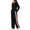imageWIHOLL 2 Piece Lounge Sets for Women Long Sleeve Tops Wide Leg Sweatpants Sweatsuits with PocketsBlack