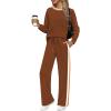 imageWIHOLL 2 Piece Lounge Sets for Women Long Sleeve Tops Wide Leg Sweatpants Sweatsuits with PocketsCamarel