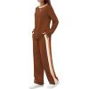 imageWIHOLL 2 Piece Lounge Sets for Women Long Sleeve Tops Wide Leg Sweatpants Sweatsuits with PocketsCamarel