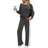 imageWIHOLL 2 Piece Lounge Sets for Women Long Sleeve Tops Wide Leg Sweatpants Sweatsuits with PocketsDeep Grey