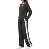 imageWIHOLL 2 Piece Lounge Sets for Women Long Sleeve Tops Wide Leg Sweatpants Sweatsuits with PocketsDeep Grey