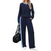 imageWIHOLL 2 Piece Lounge Sets for Women Long Sleeve Tops Wide Leg Sweatpants Sweatsuits with PocketsNavy