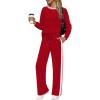 imageWIHOLL 2 Piece Lounge Sets for Women Long Sleeve Tops Wide Leg Sweatpants Sweatsuits with PocketsRed